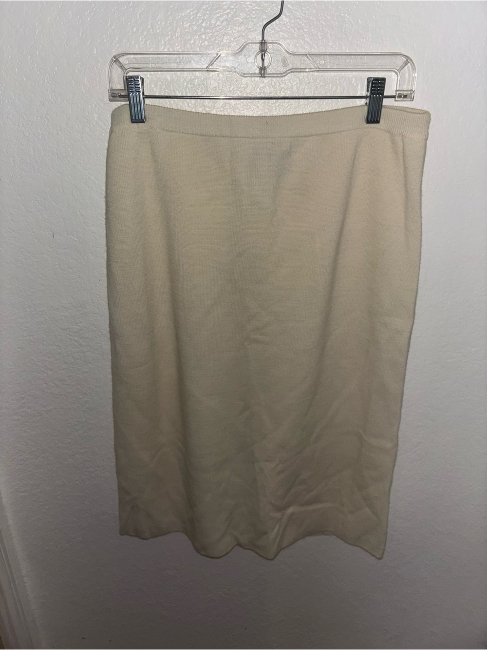 Adrianna Papell Classic Cream Knit Pencil Skirt- Wool Blend